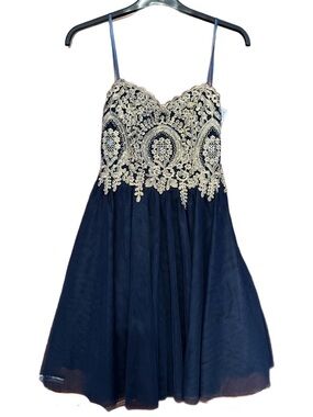 macy's blue and gold dress Macy's | Dresses | Beautiful Blue And Gold Gown
